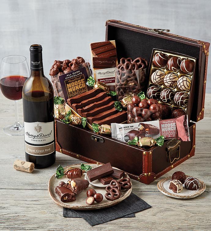 Chocolate Treasure Box with Wine